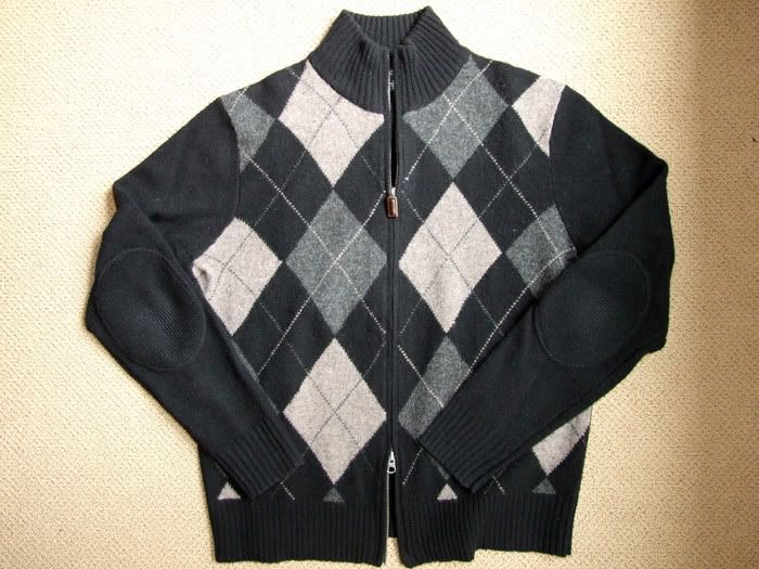 black v-neck sweater. #4 Navy argyle v-neck sweater,