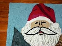 Christmas Hooked Rug or Wall Decoration Santa Claus