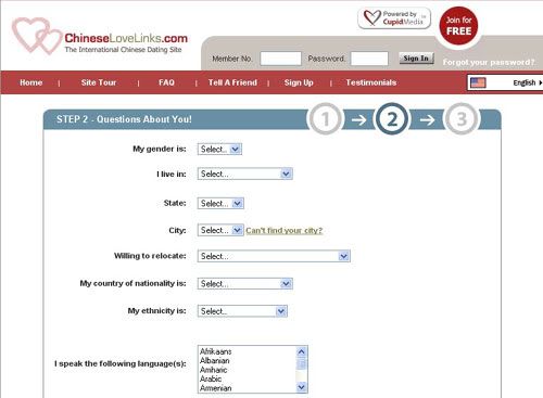 ChineseLoveLinks.com sign up step 2