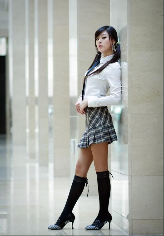 Hwang Mi Hee in Sexy Schoolgirl Outfit