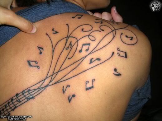 Song Notes Tattoo on Shoulder