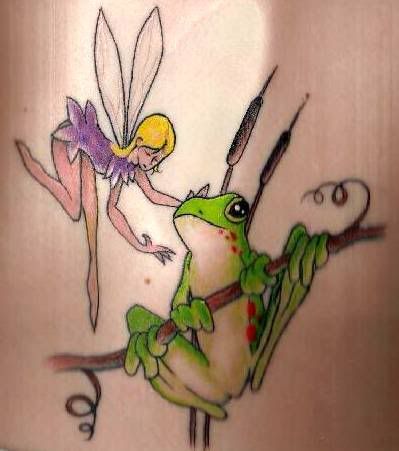 frogs tattoos. Fairy and Frog Tattoo Design