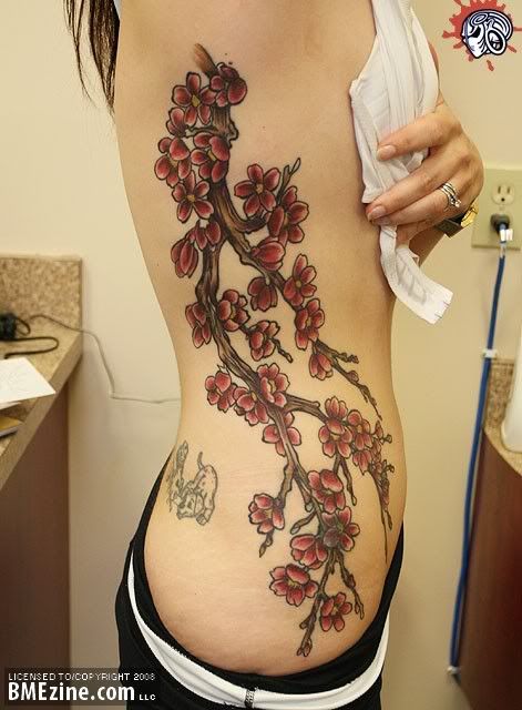 flower tattoos for women on side. Cherry Blossoms Flower Tattoo. Women Side Tattoo: Cherry Blossoms Flower 