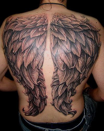 angel wings back tattoo. Women Back Tattoo: Angel Wings