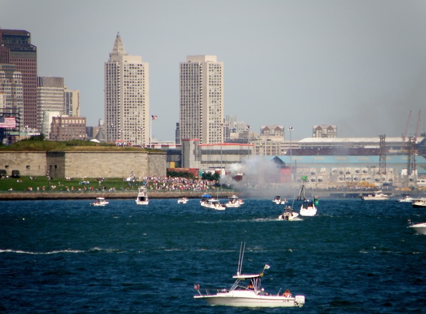 cannon fire salutes from Castle island