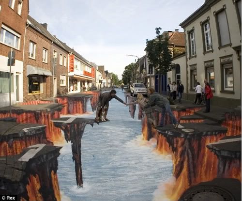 pinturas 3d1 Fendas nas ruas   Surpreendentes pinturas 3D