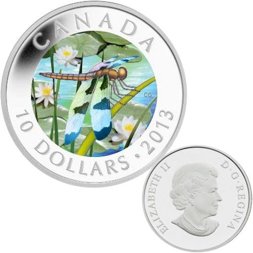 2013 Canada $10 Fine Silver Coin Twelve Spotted Skimmer