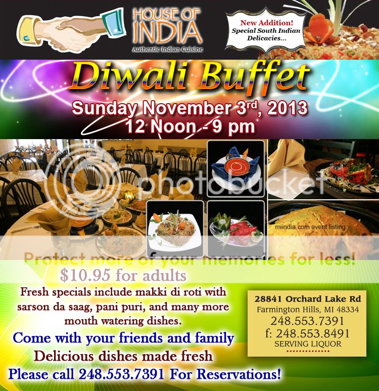 Diwali Buffet at House of India