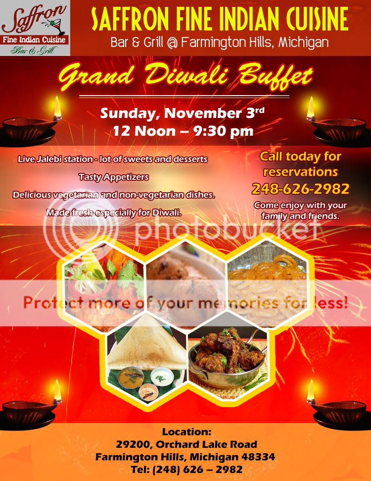 Grand Diwali Buffet 2013 Saffron Indian Cuisine