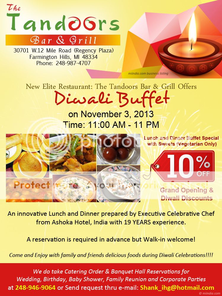 Diwali Buffet 2013 Tandoors Bar & Grill