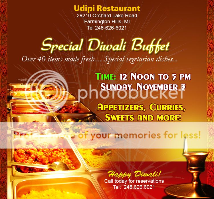 Special Diwali Buffet at Udipi Restaurant