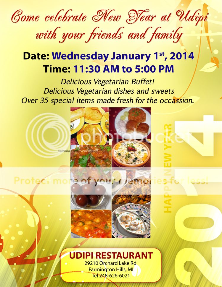 New Year Special Buffet @ Udipi Restaurant