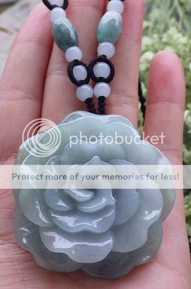 Certified Green Natural A Jade jadeite pendant Rose Flower Necklace