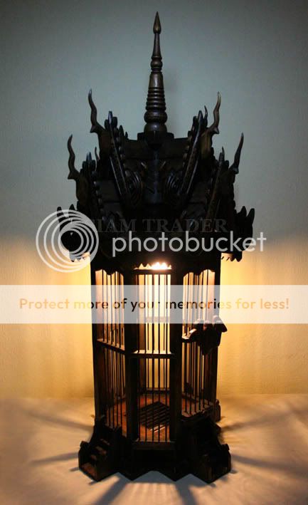 Thai Decorative Teak Wood Bird Cage with Light (MA007)