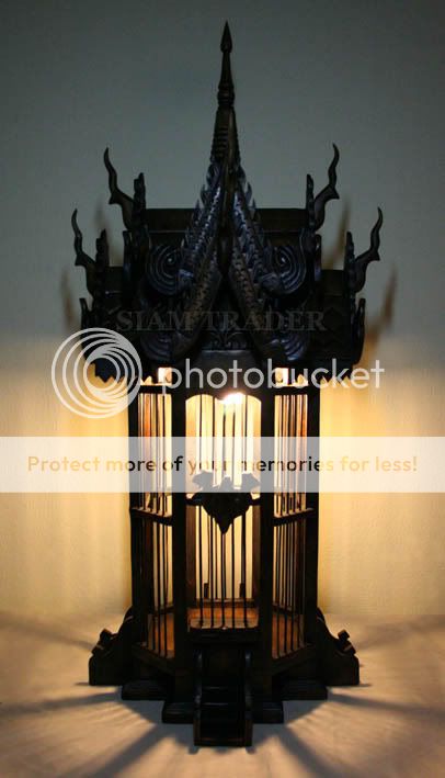 Thai Decorative Teak Wood Bird Cage with Light (MA007)  